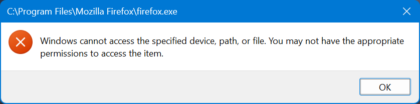 Windows Error Message